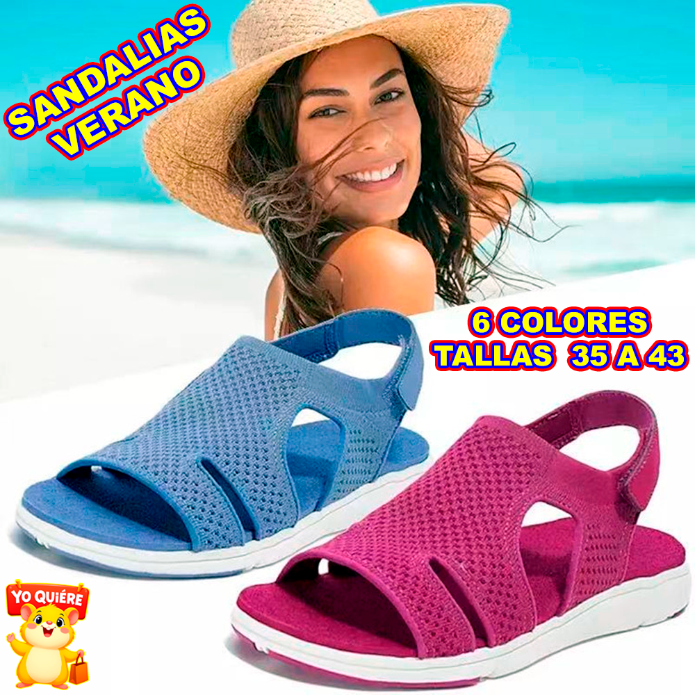 Sandalias suaves y cómodas para mujer, parte superior de malla, transpirables, diseño de tira cruzada ajustable.