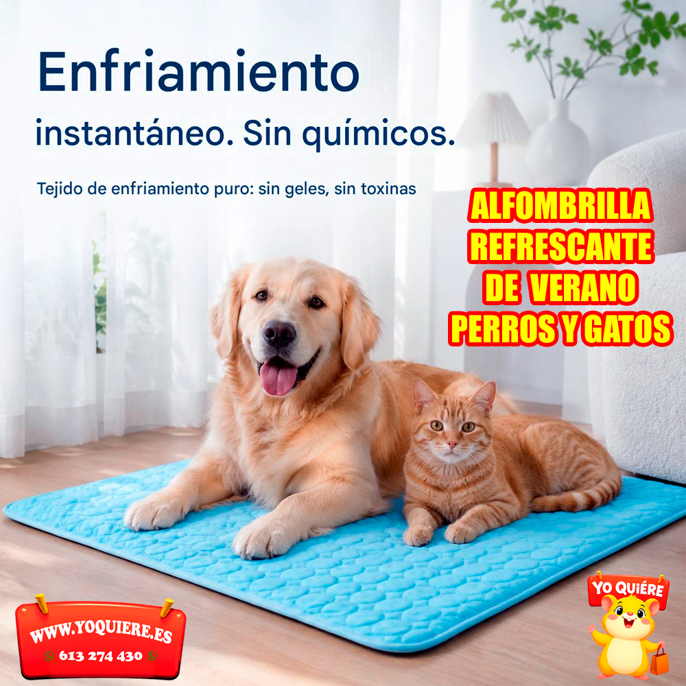 Alfombrilla de enfriamiento verano para mascotas, ideal para perros y gatos.