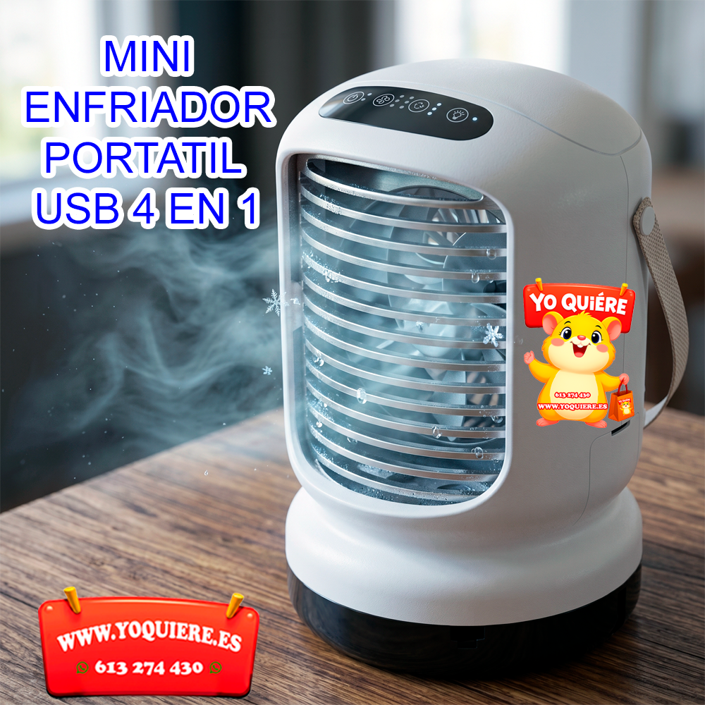 Mini Enfriador Portátil USB ARCTIC Ventilador con Niebla de Agua, Humidificador y Luces LED Enfriador Personal Recargable