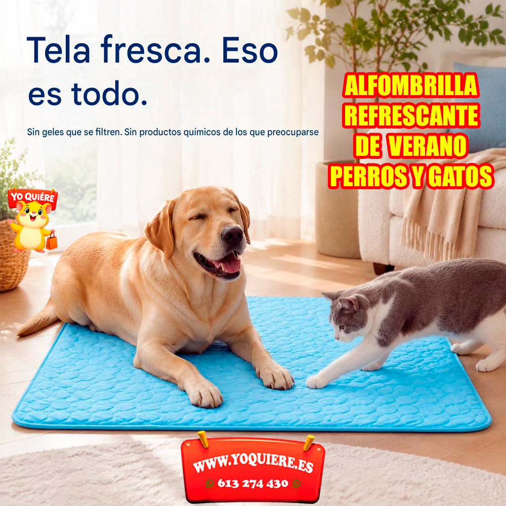 Alfombrilla de enfriamiento verano para mascotas, ideal para perros y gatos.