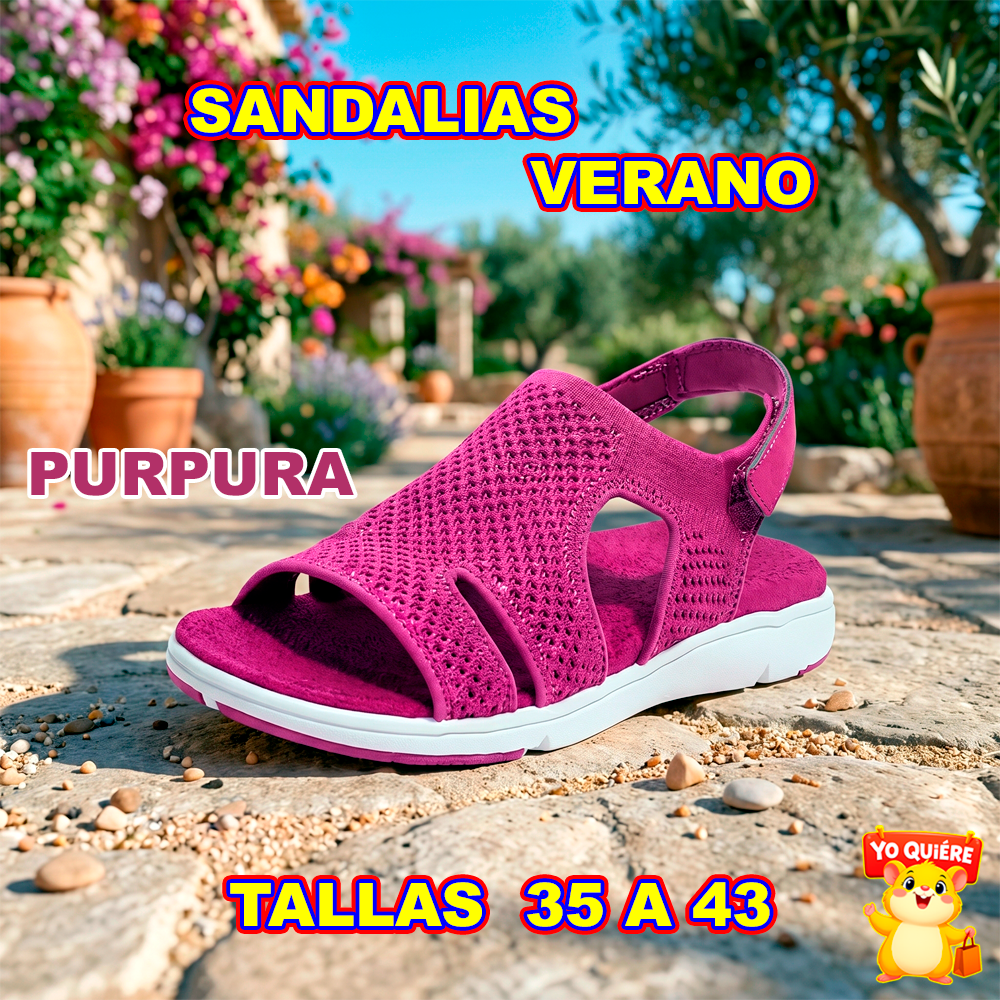 Sandalias suaves y cómodas para mujer, parte superior de malla, transpirables, diseño de tira cruzada ajustable.