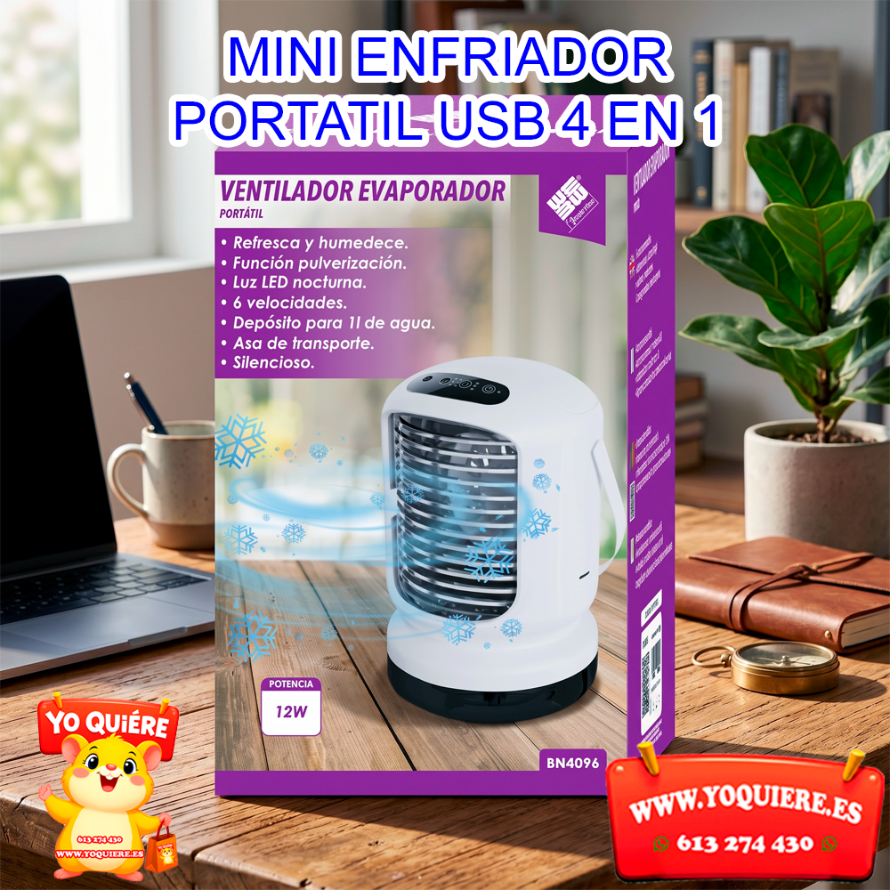 Mini Enfriador Portátil USB ARCTIC Ventilador con Niebla de Agua, Humidificador y Luces LED Enfriador Personal Recargable