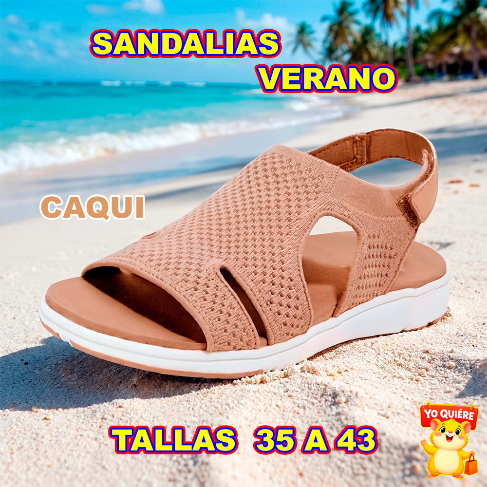 Sandalias suaves y cómodas para mujer, parte superior de malla, transpirables, diseño de tira cruzada ajustable.