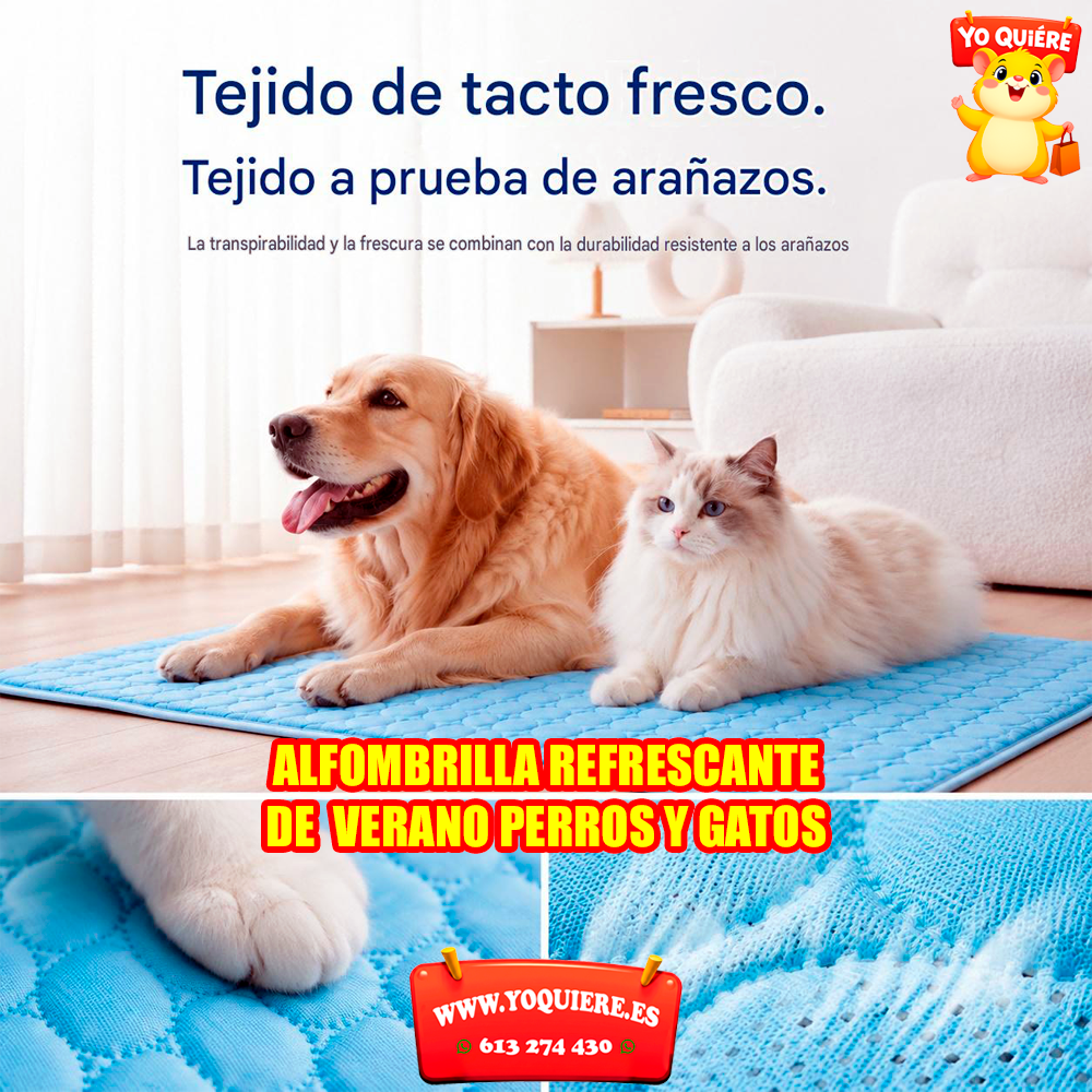 Alfombrilla de enfriamiento verano para mascotas, ideal para perros y gatos.