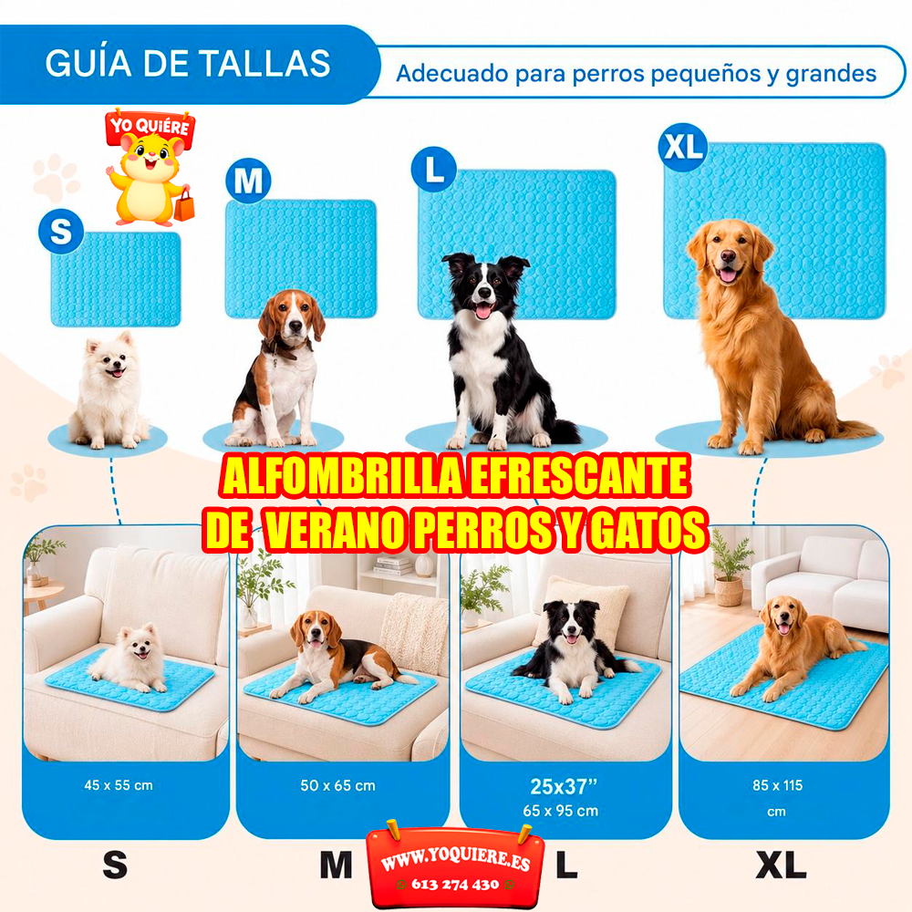 Alfombrilla de enfriamiento verano para mascotas, ideal para perros y gatos.