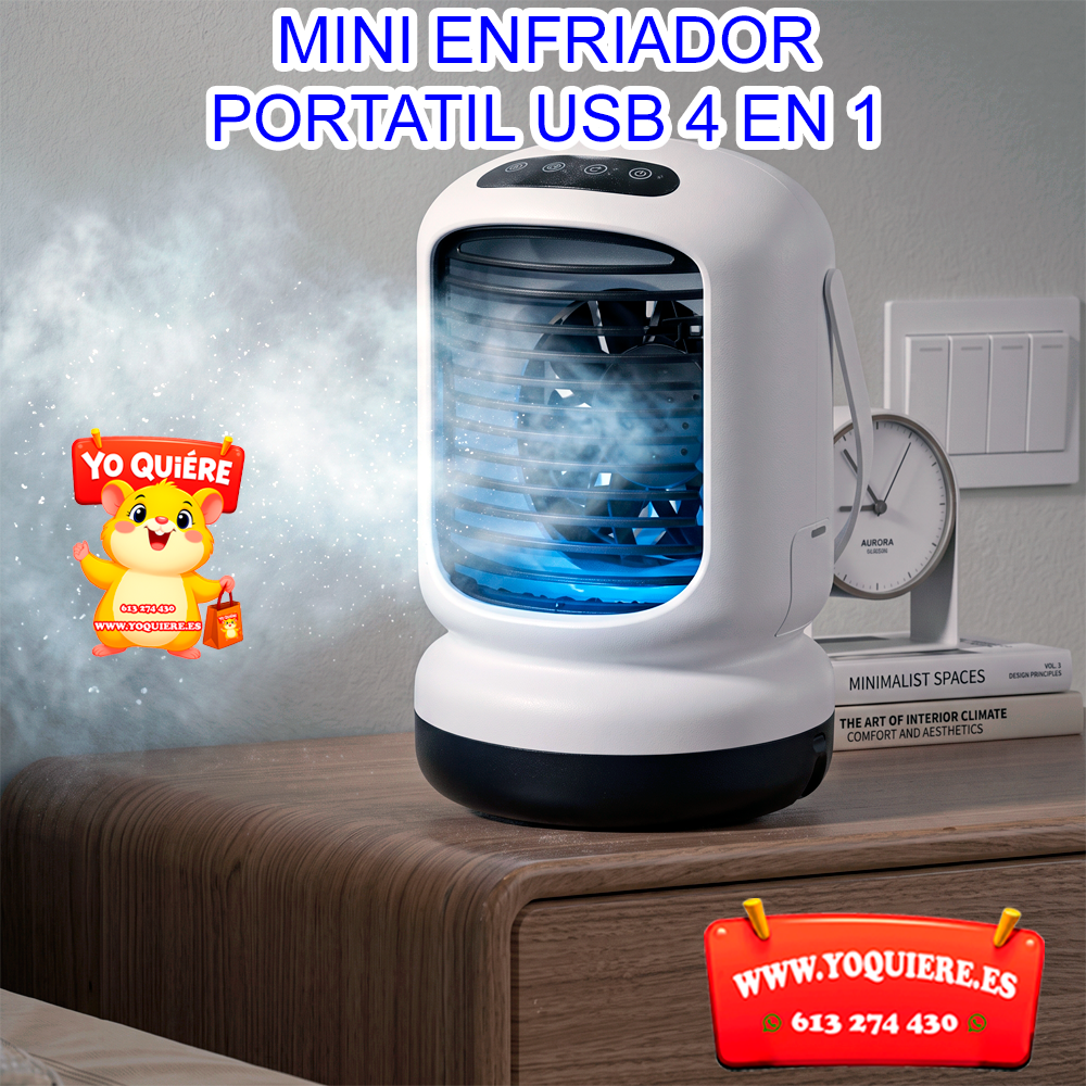 Mini Enfriador Portátil USB ARCTIC Ventilador con Niebla de Agua, Humidificador y Luces LED Enfriador Personal Recargable