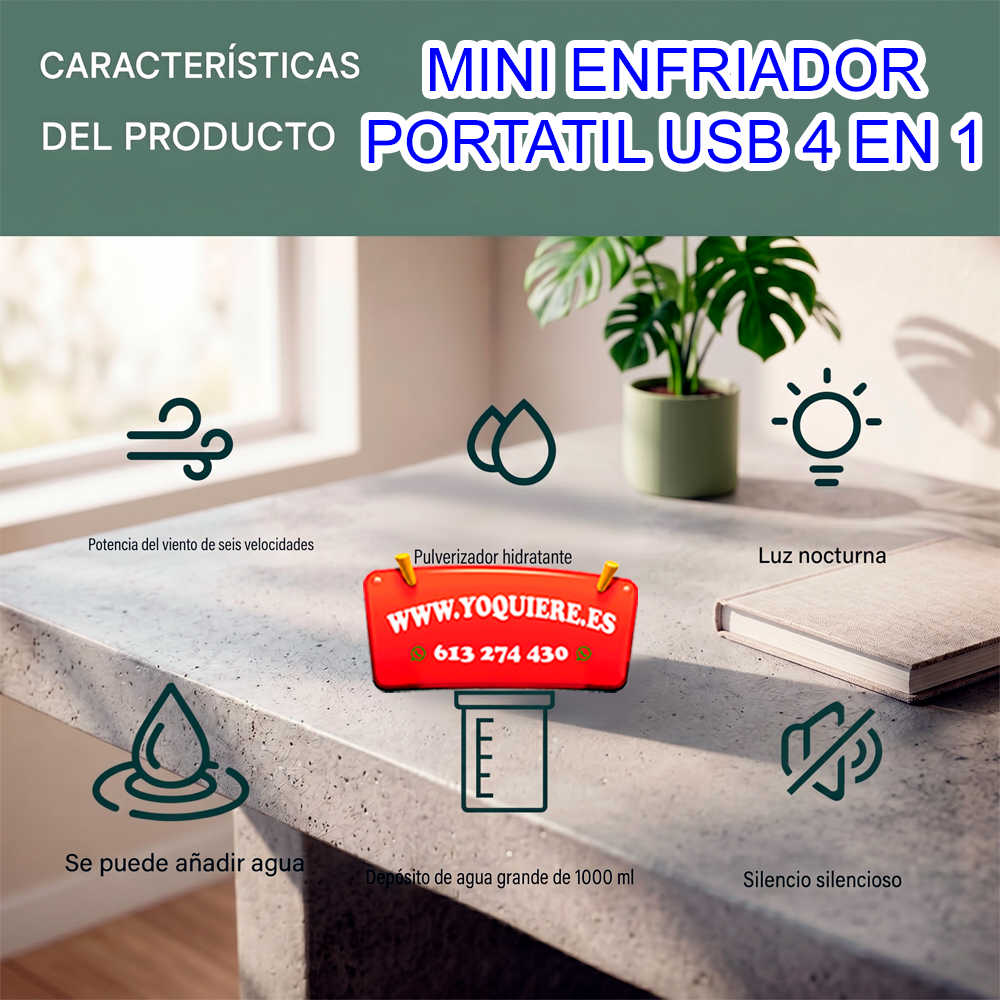 Mini Enfriador Portátil USB ARCTIC Ventilador con Niebla de Agua, Humidificador y Luces LED Enfriador Personal Recargable